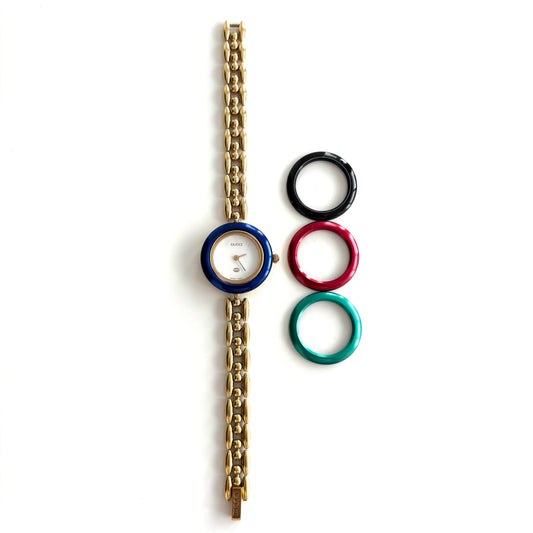 GUCCI Change Bezel Watch Rice Link + 4 Bezels