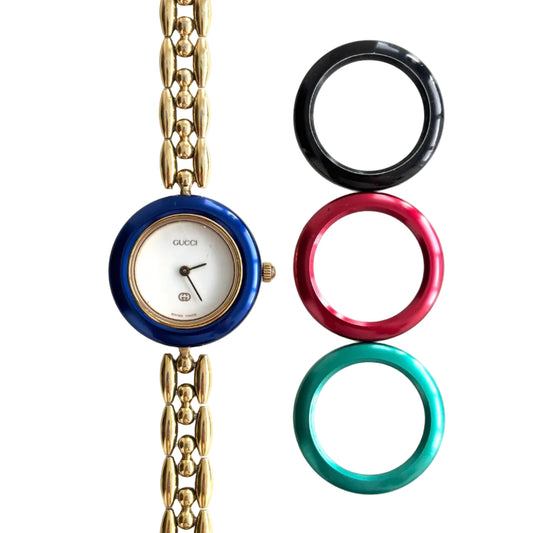 GUCCI Change Bezel Watch Rice Link + 4 Bezels