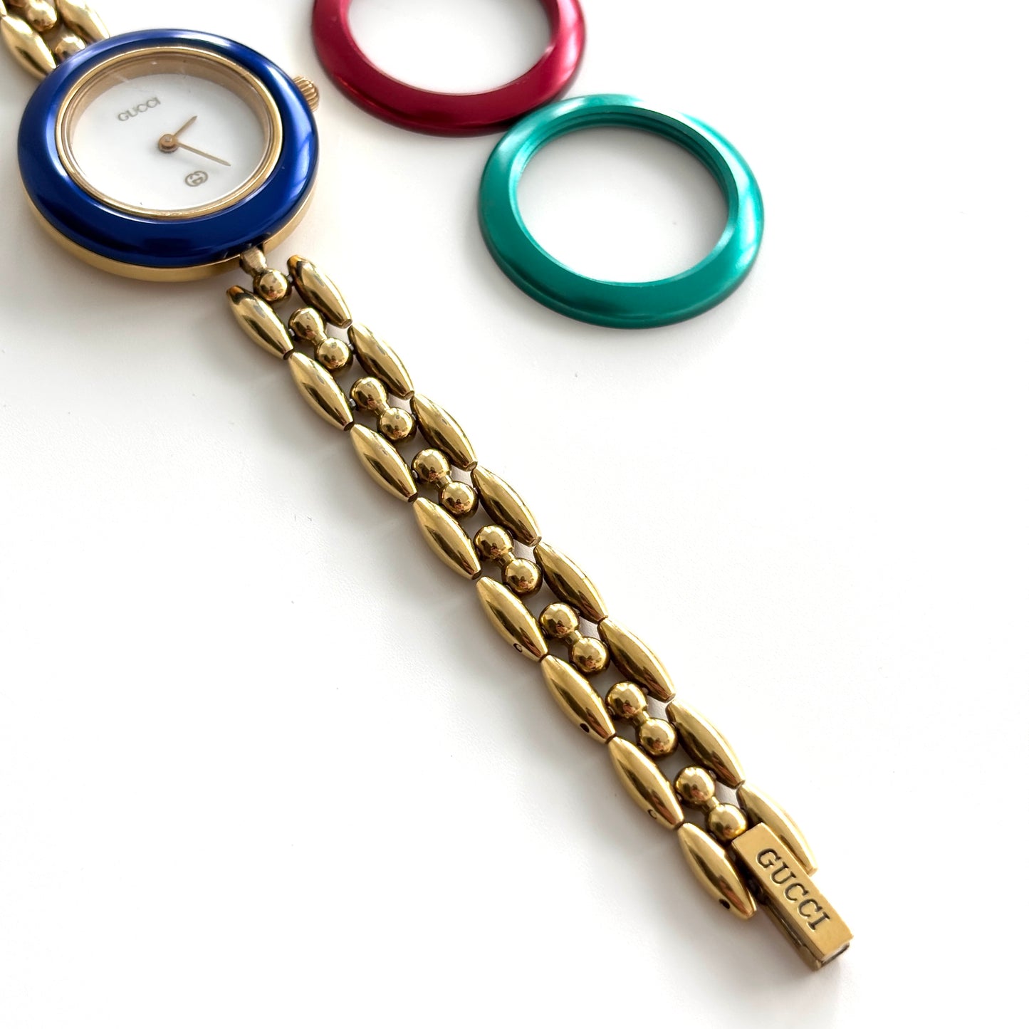 GUCCI Change Bezel Watch Rice Link + 4 Bezels