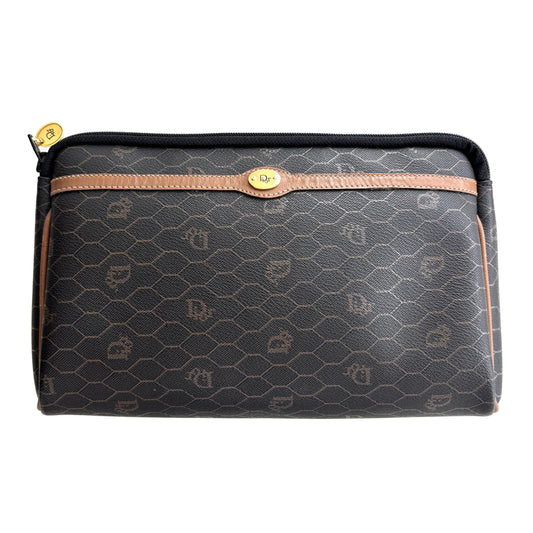 DIOR Honeycomb Canvas Pouch Brown