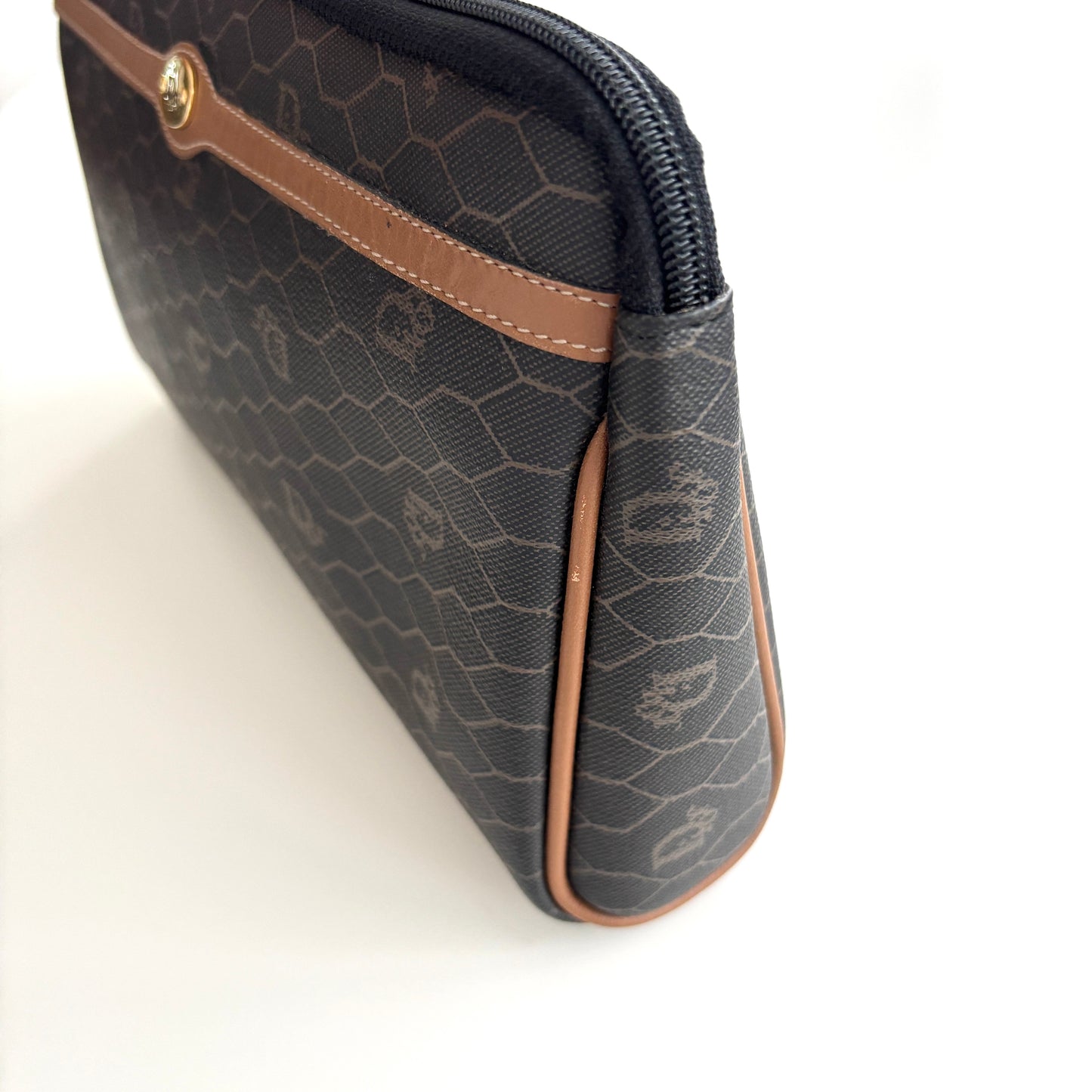 DIOR Honeycomb Canvas Pouch Brown