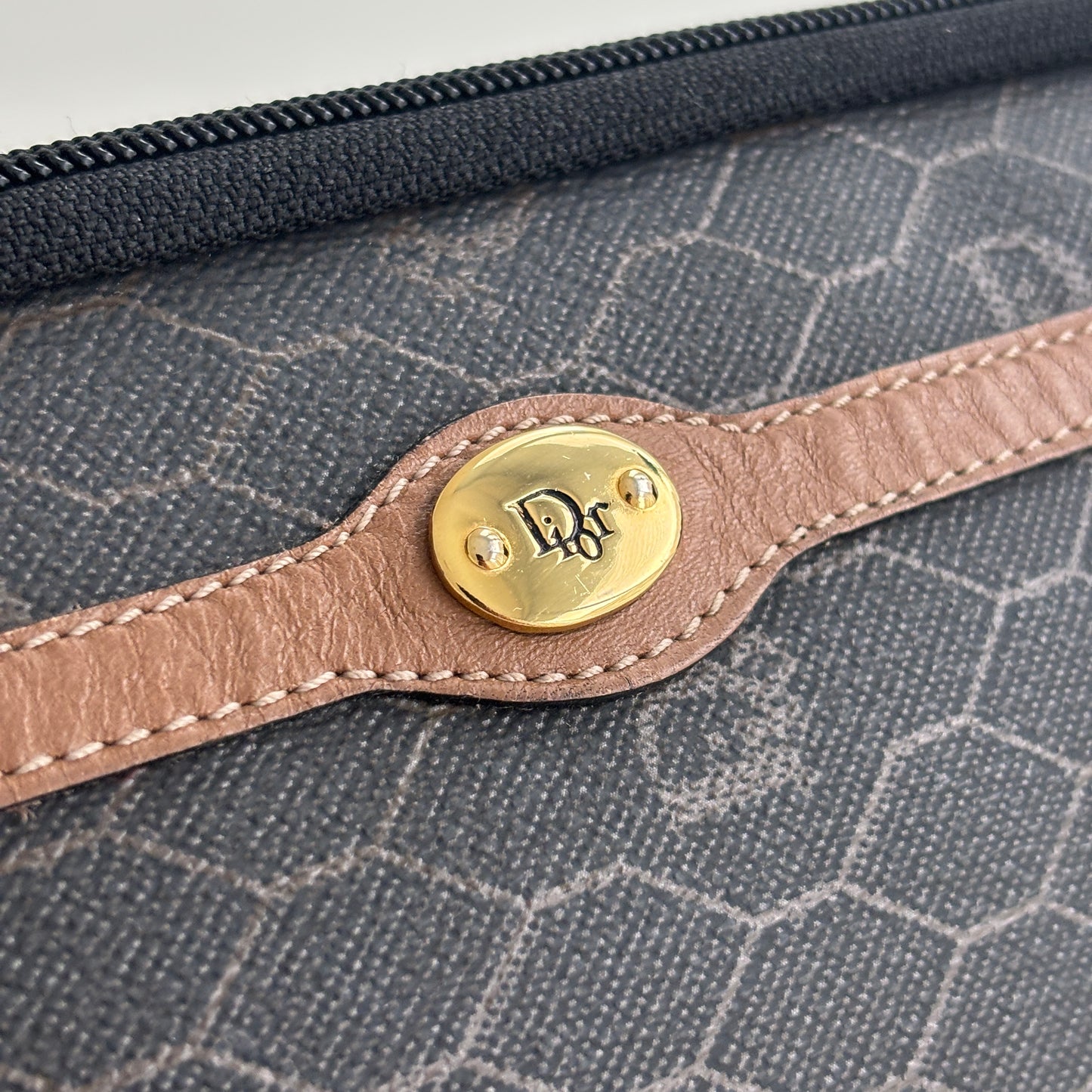 DIOR Honeycomb Canvas Pouch Brown