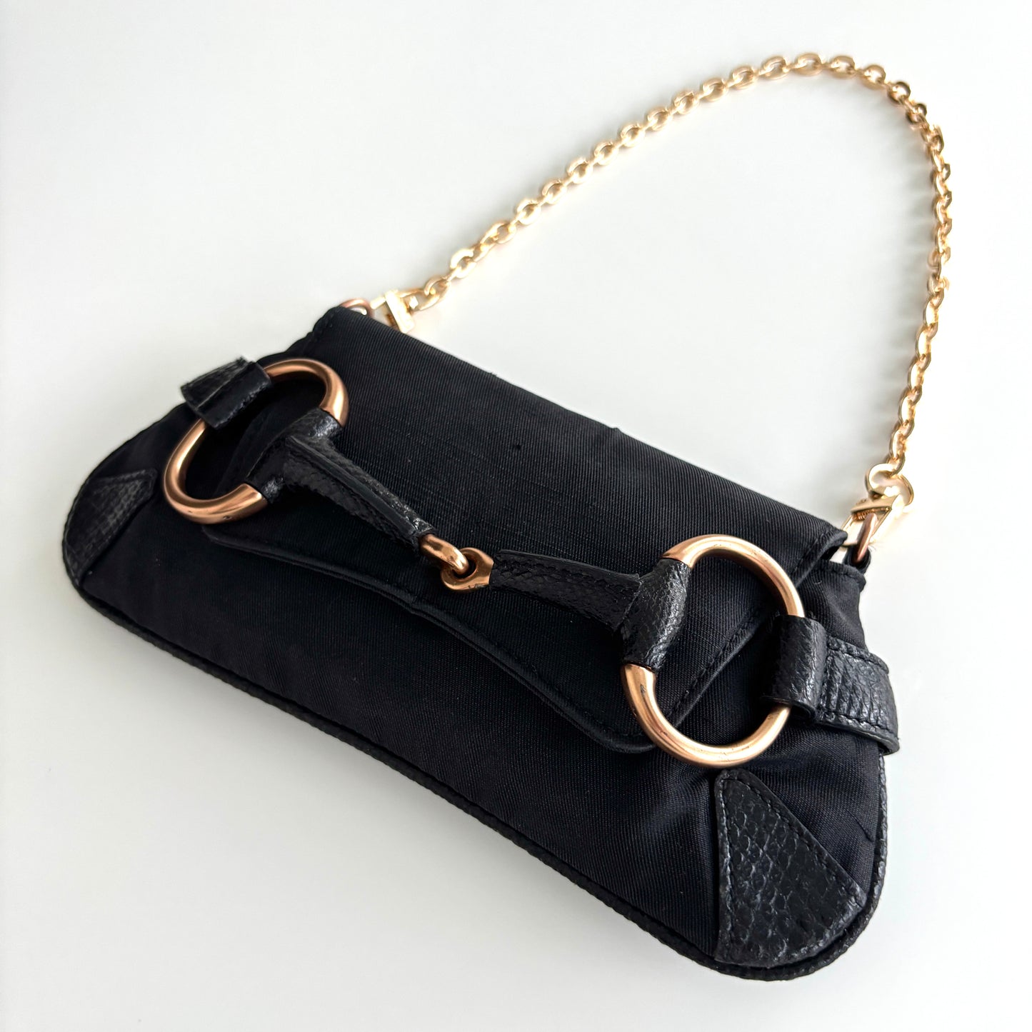 GUCCI Horsebit Canvas Mini Bag Black