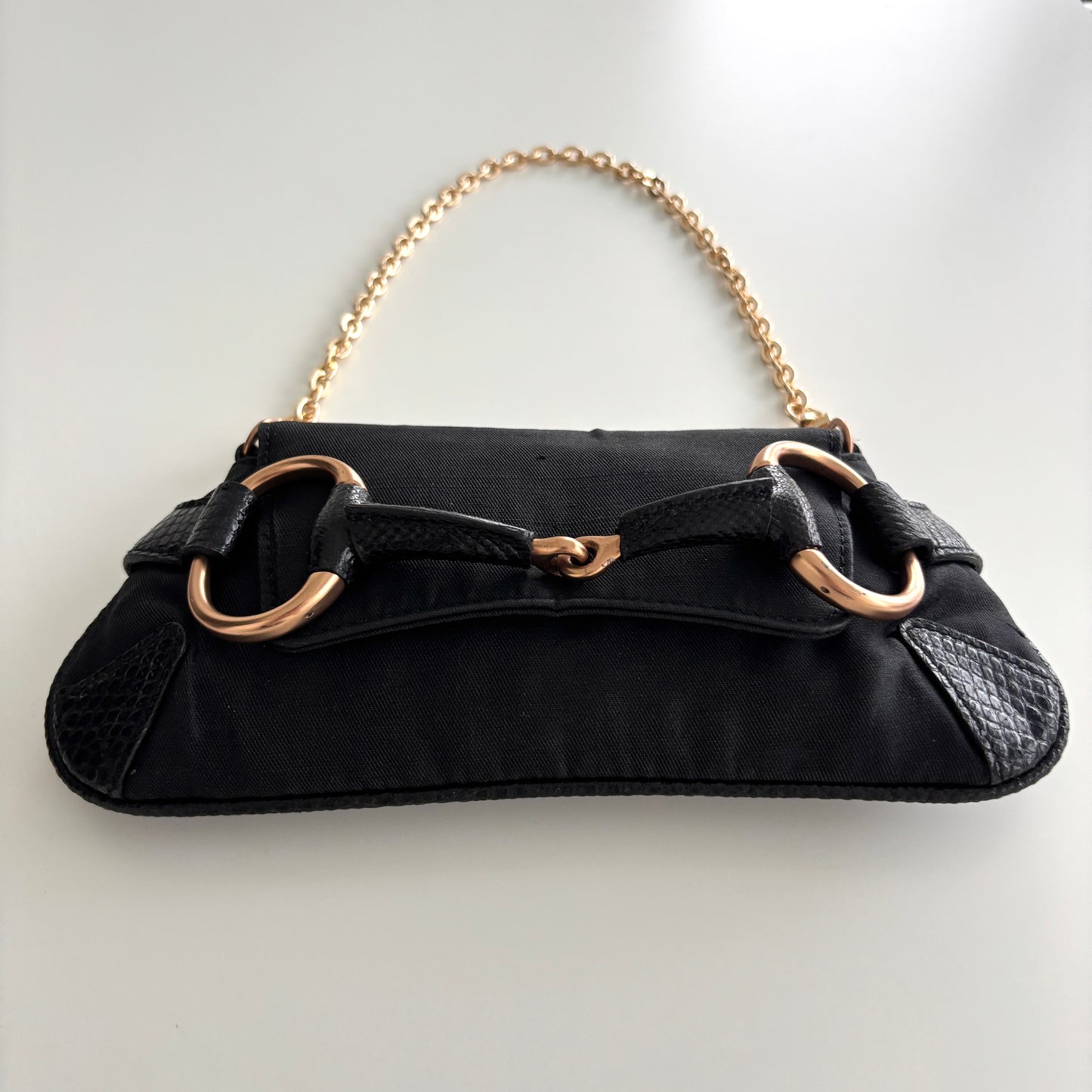 GUCCI Horsebit Canvas Mini Bag Black