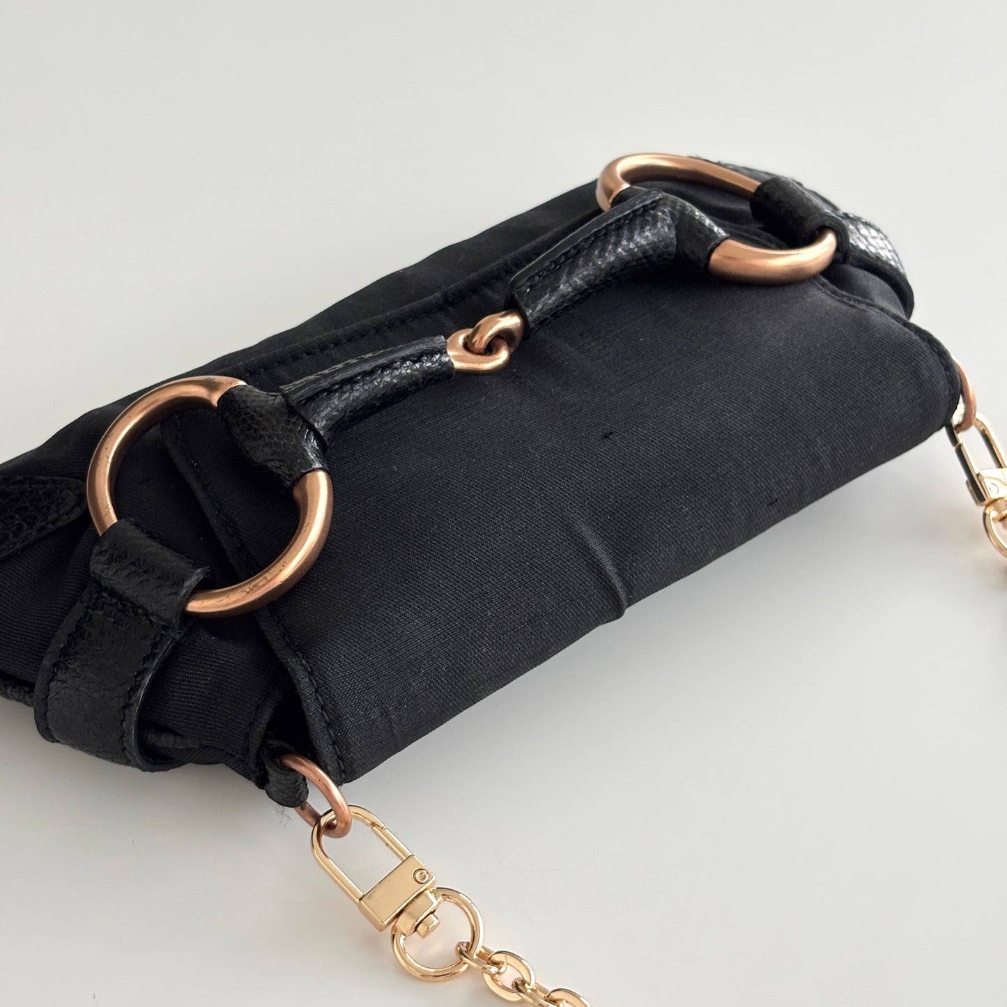 GUCCI Horsebit Canvas Mini Bag Black