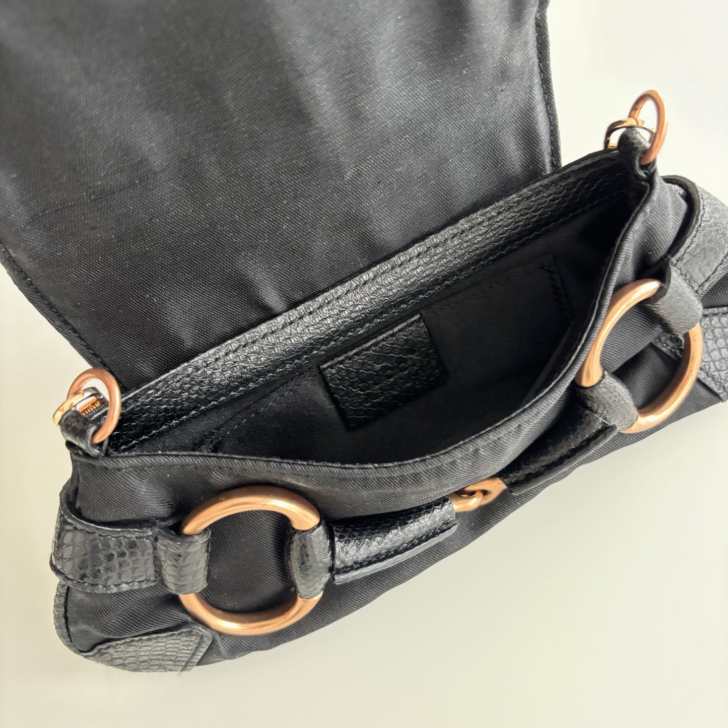 GUCCI Horsebit Canvas Mini Bag Black