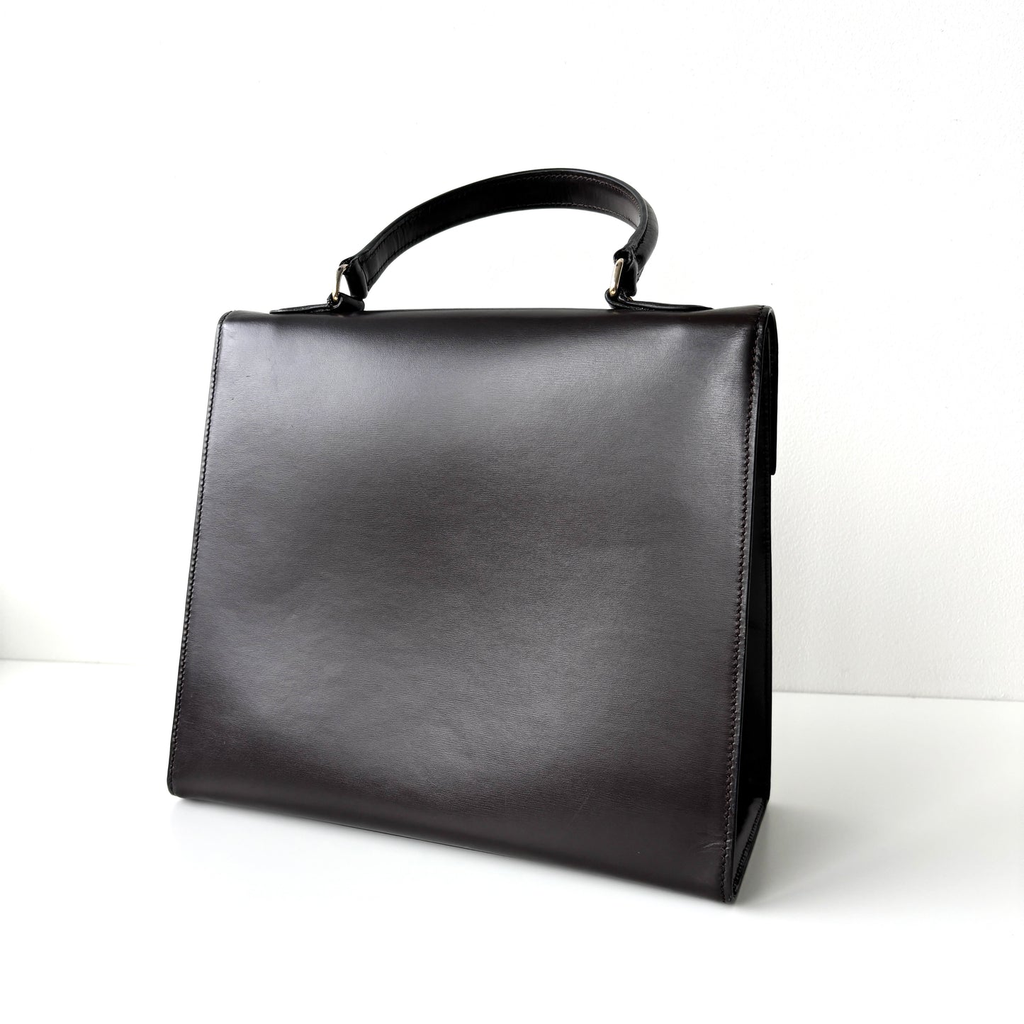 CELINE Leather Top Handle Bag Brown