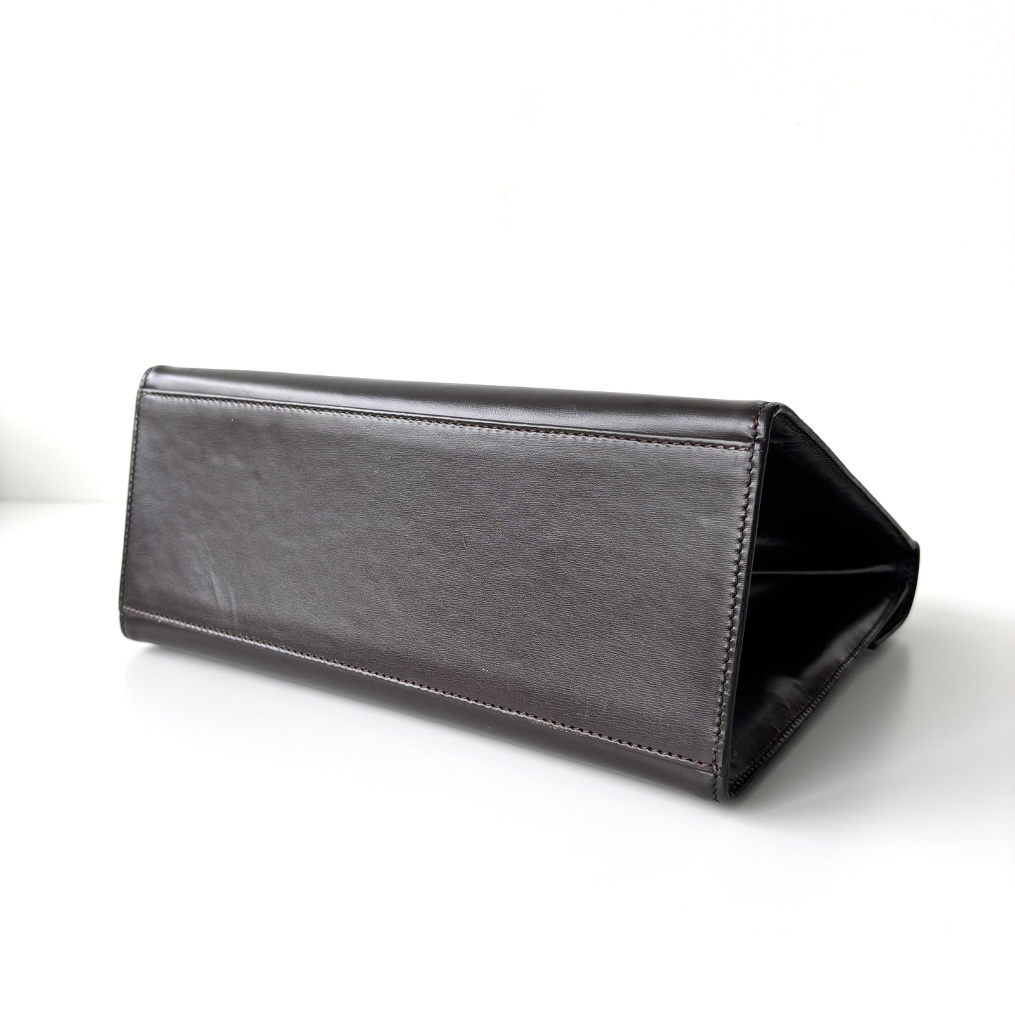 CELINE Leather Top Handle Bag Brown