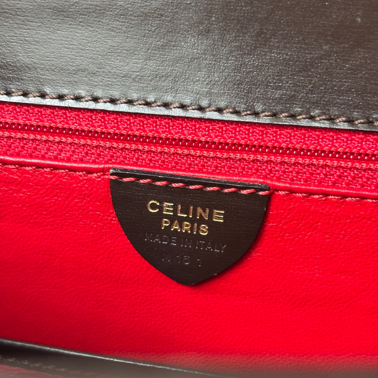 CELINE Leather Top Handle Bag Brown