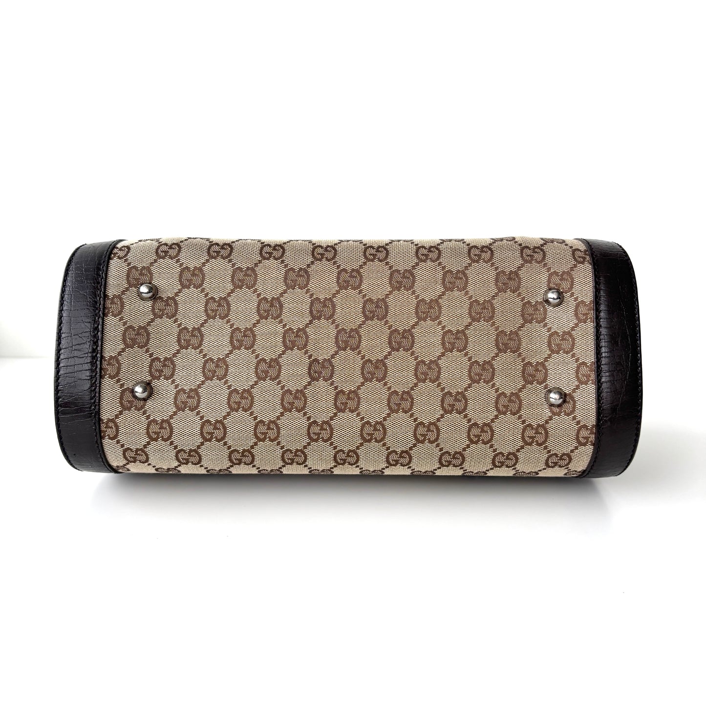 GUCCI Monogram Canvas Bamboo Bag Brown