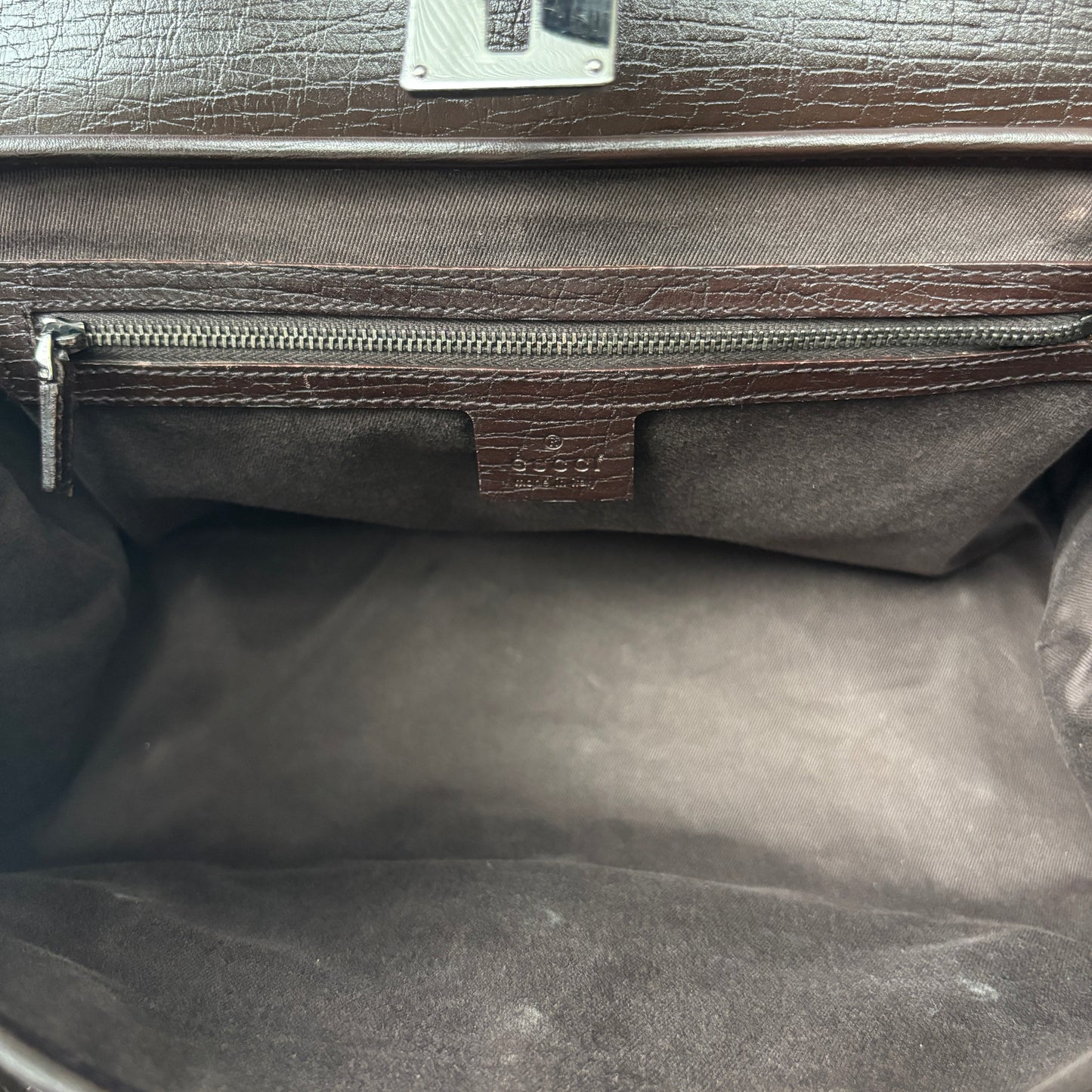 GUCCI Monogram Canvas Bamboo Bag Brown