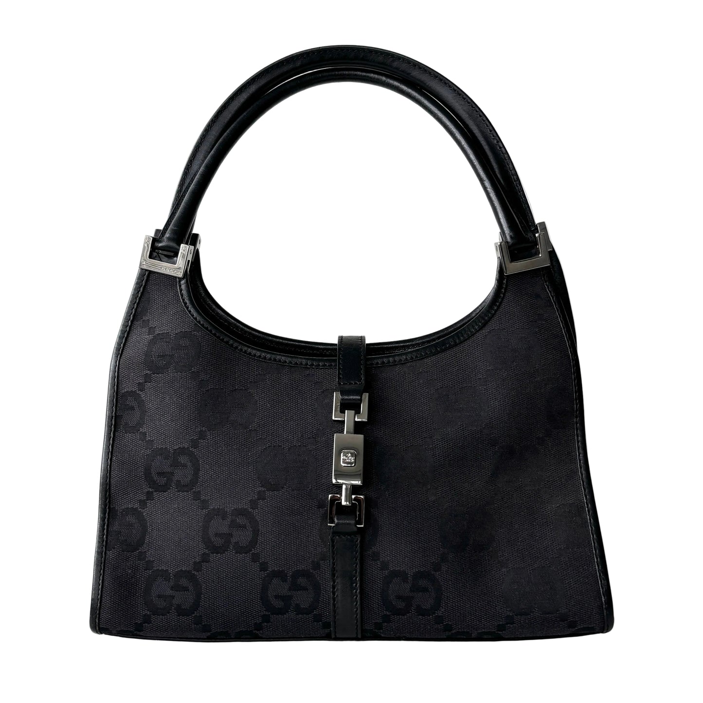 GUCCI Monogram Canvas Jackie Bardot Black