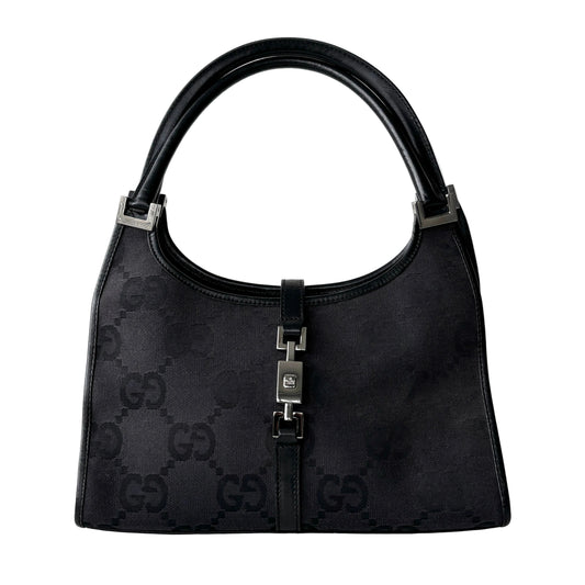 GUCCI Monogram Canvas Jackie Bardot Black