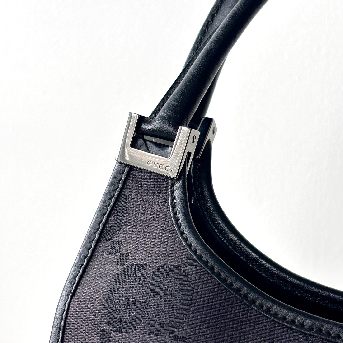 GUCCI Monogram Canvas Jackie Bardot Black