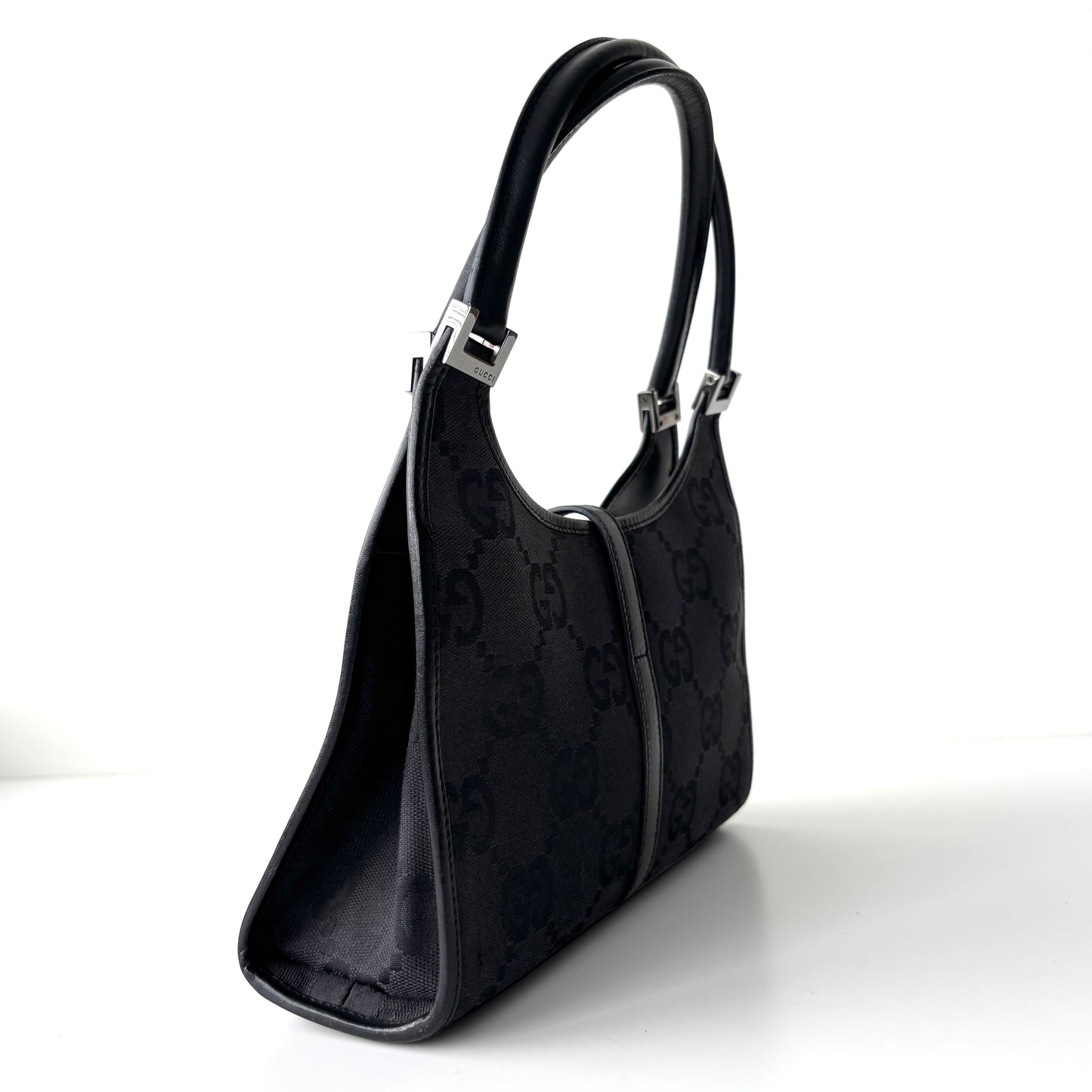 GUCCI Monogram Canvas Jackie Bardot Black