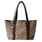GUCCI Monogram Canvas Charm Tote Bag Beige