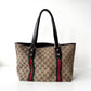GUCCI Monogram Canvas Charm Tote Bag Beige