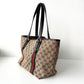 GUCCI Monogram Canvas Charm Tote Bag Beige