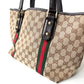 GUCCI Monogram Canvas Charm Tote Bag Beige