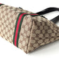 GUCCI Monogram Canvas Charm Tote Bag Beige