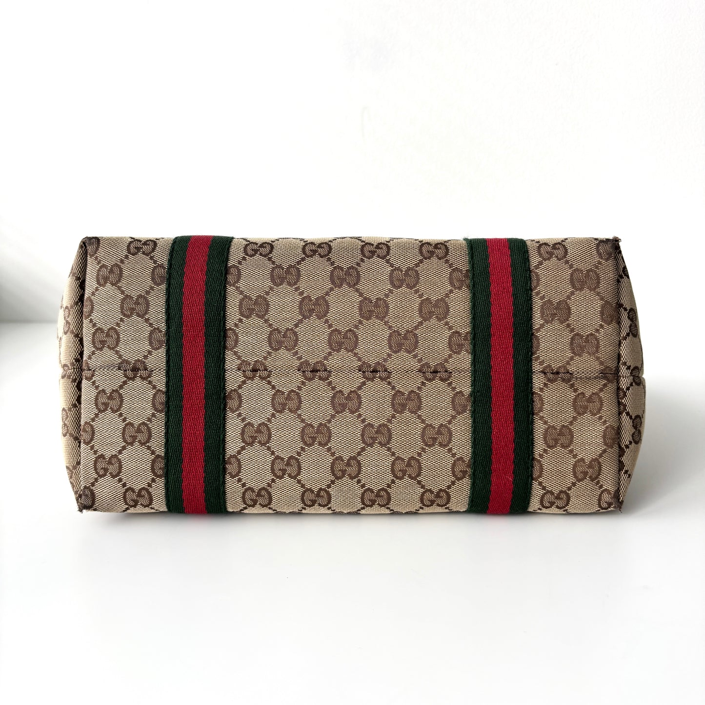 GUCCI Monogram Canvas Charm Tote Bag Beige