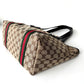 GUCCI Monogram Canvas Charm Tote Bag Beige