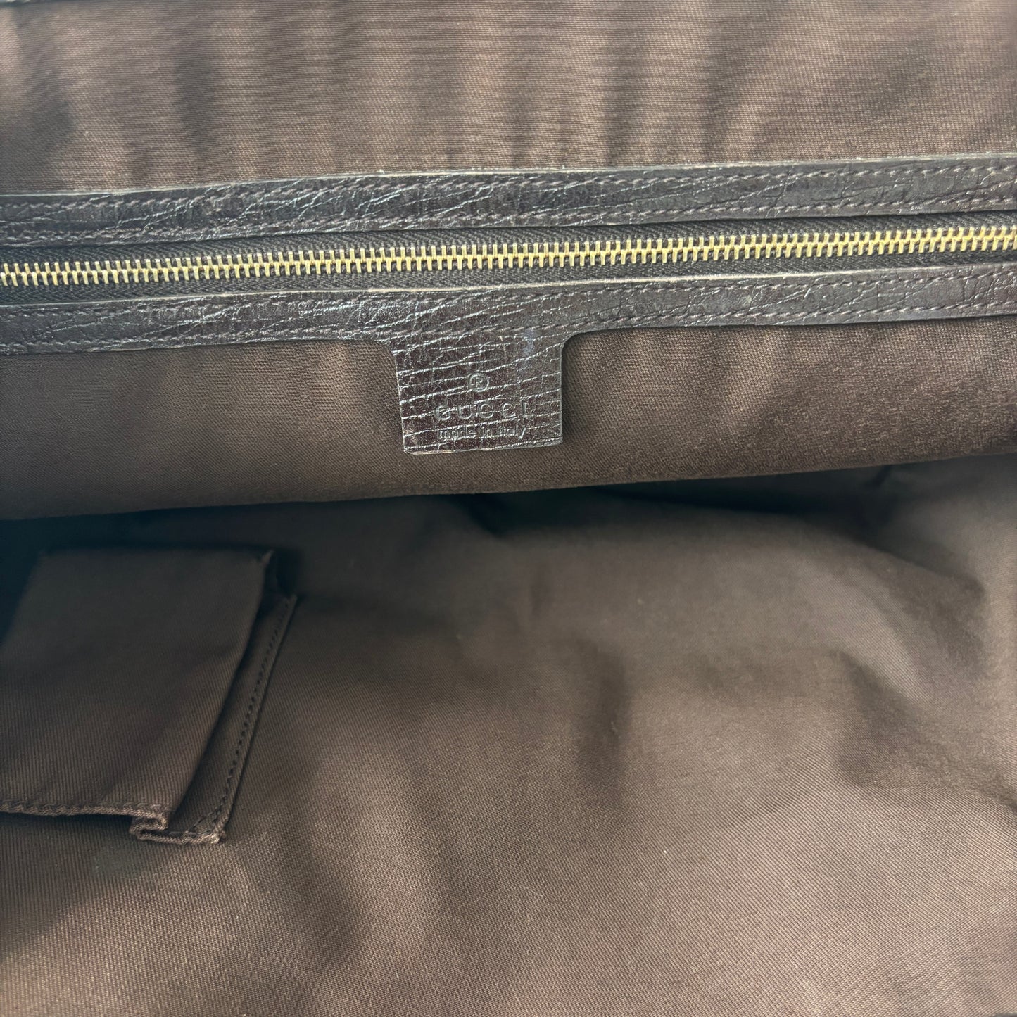 GUCCI Monogram Canvas Charm Tote Bag Beige