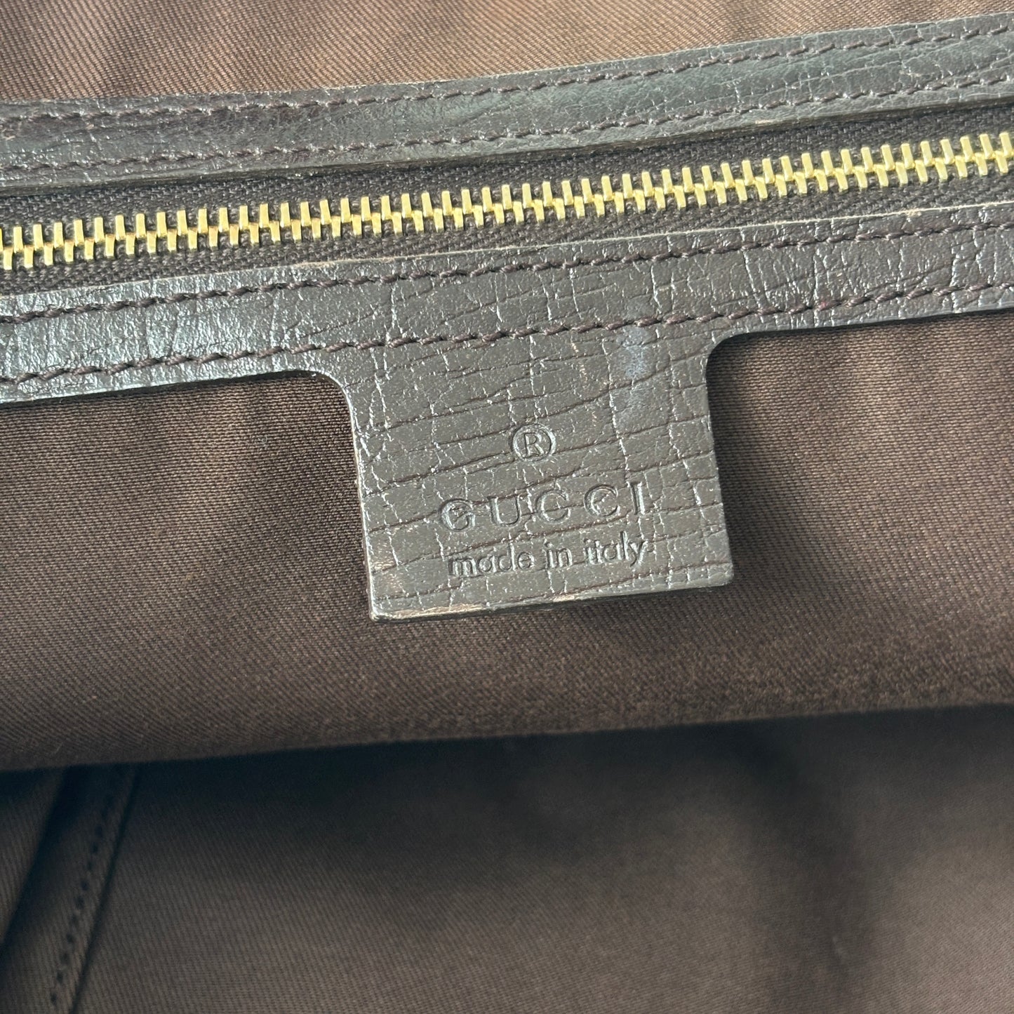 GUCCI Monogram Canvas Charm Tote Bag Beige