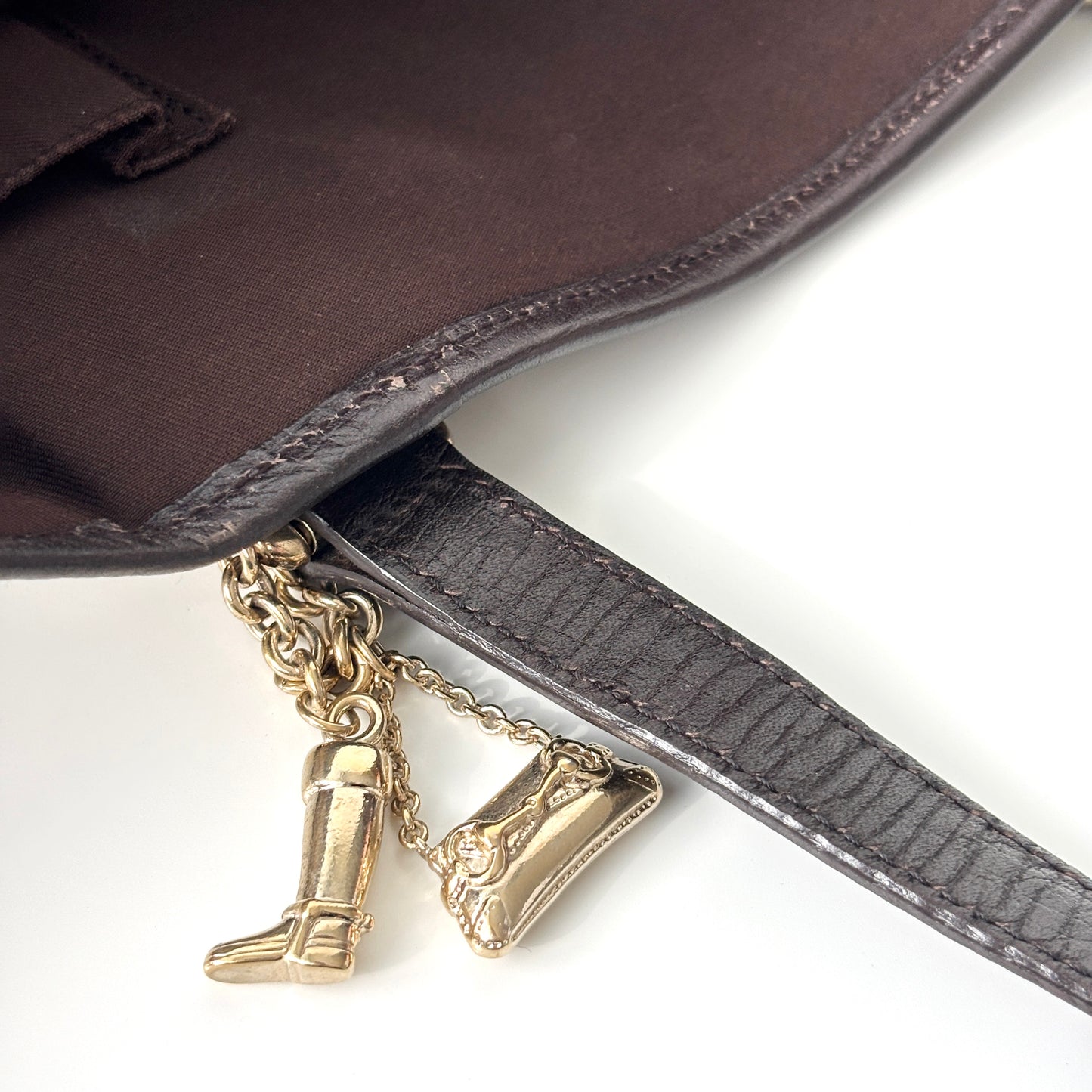 GUCCI Monogram Canvas Charm Tote Bag Beige