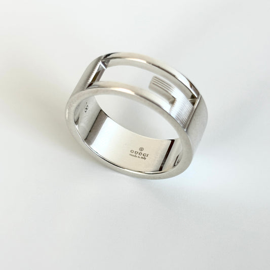 GUCCI "G" Silver Cutout Band Ring