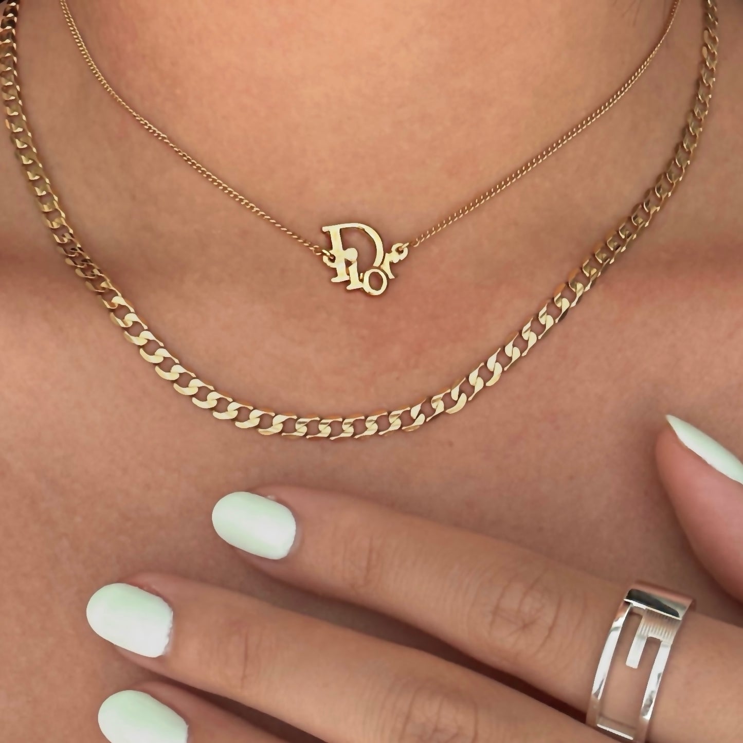 DIOR Logo Necklace Gold-plated