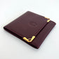 CARTIER Leather Coin Purse Square Burgundy