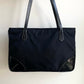 PRADA Nylon Leather Tote Bag