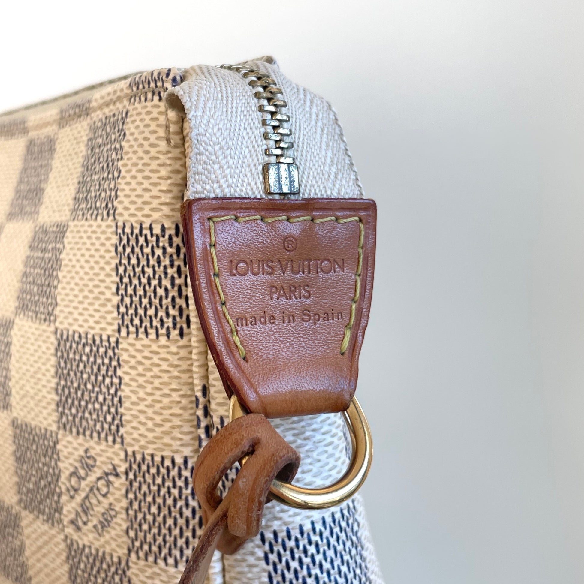 Louis Vuitton, Bags, Louis Vuitton Mini Pochette Accessories Pouch Damier  Leather Azure White
