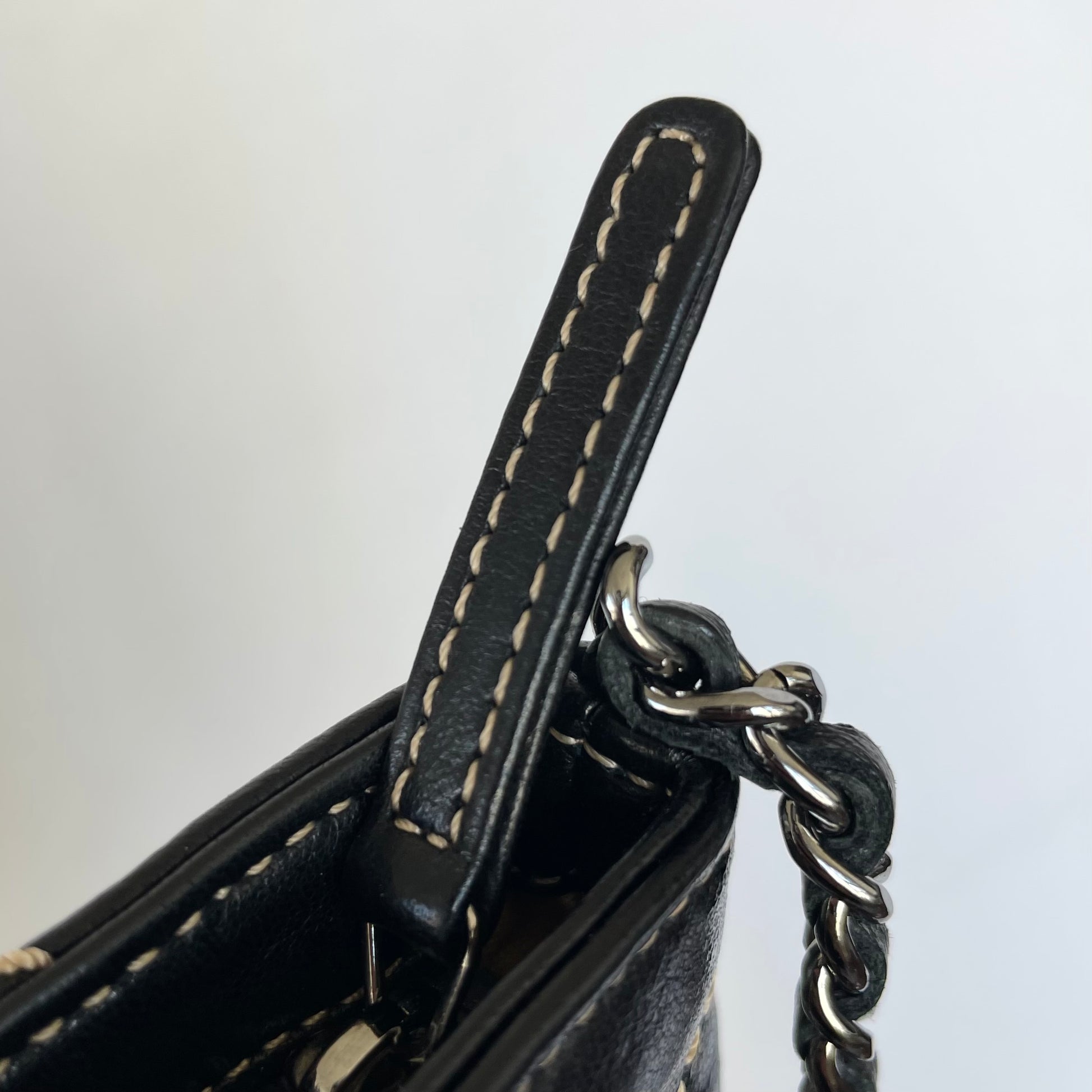 Chanel Vintage Chanel 10 Black Quilted Leather Shoulder Pochette Bag