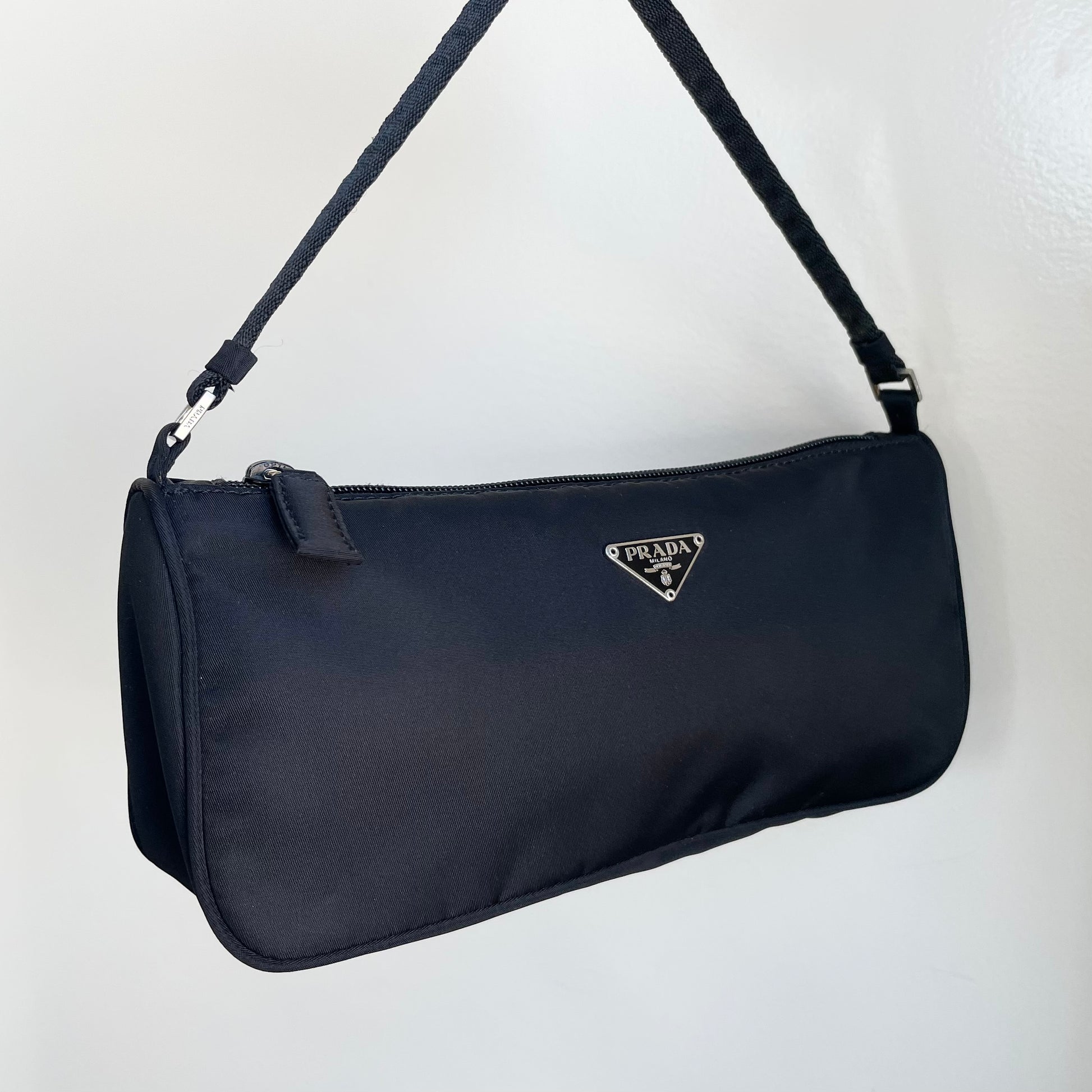 Prada Tessuto Nylon Duffle Shoulder Bag (Authentic Pre-Owned) Synthetic  Black