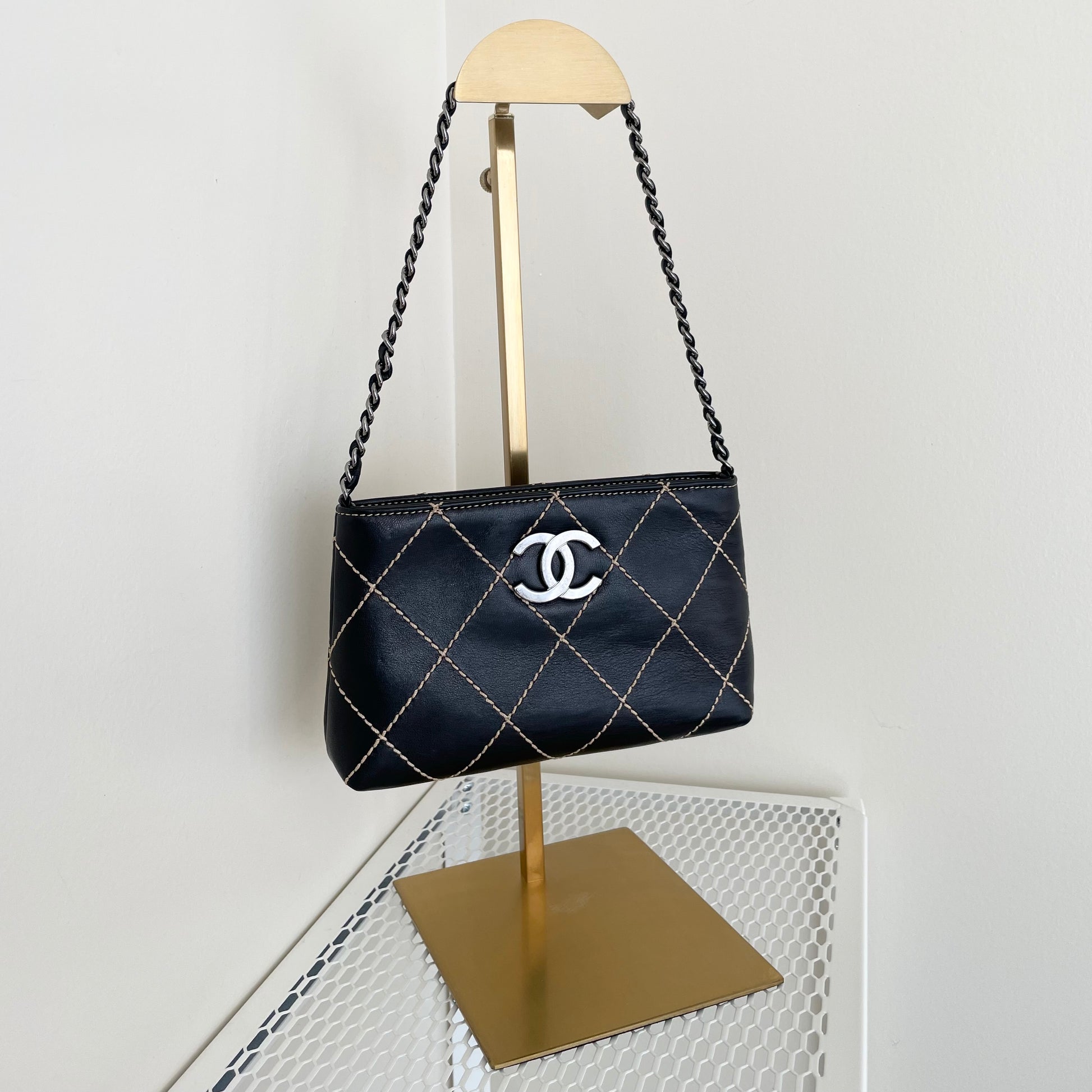 Chanel Black Quilted Wild Stitch Handbag 
