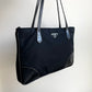 PRADA Nylon Leather Tote Bag
