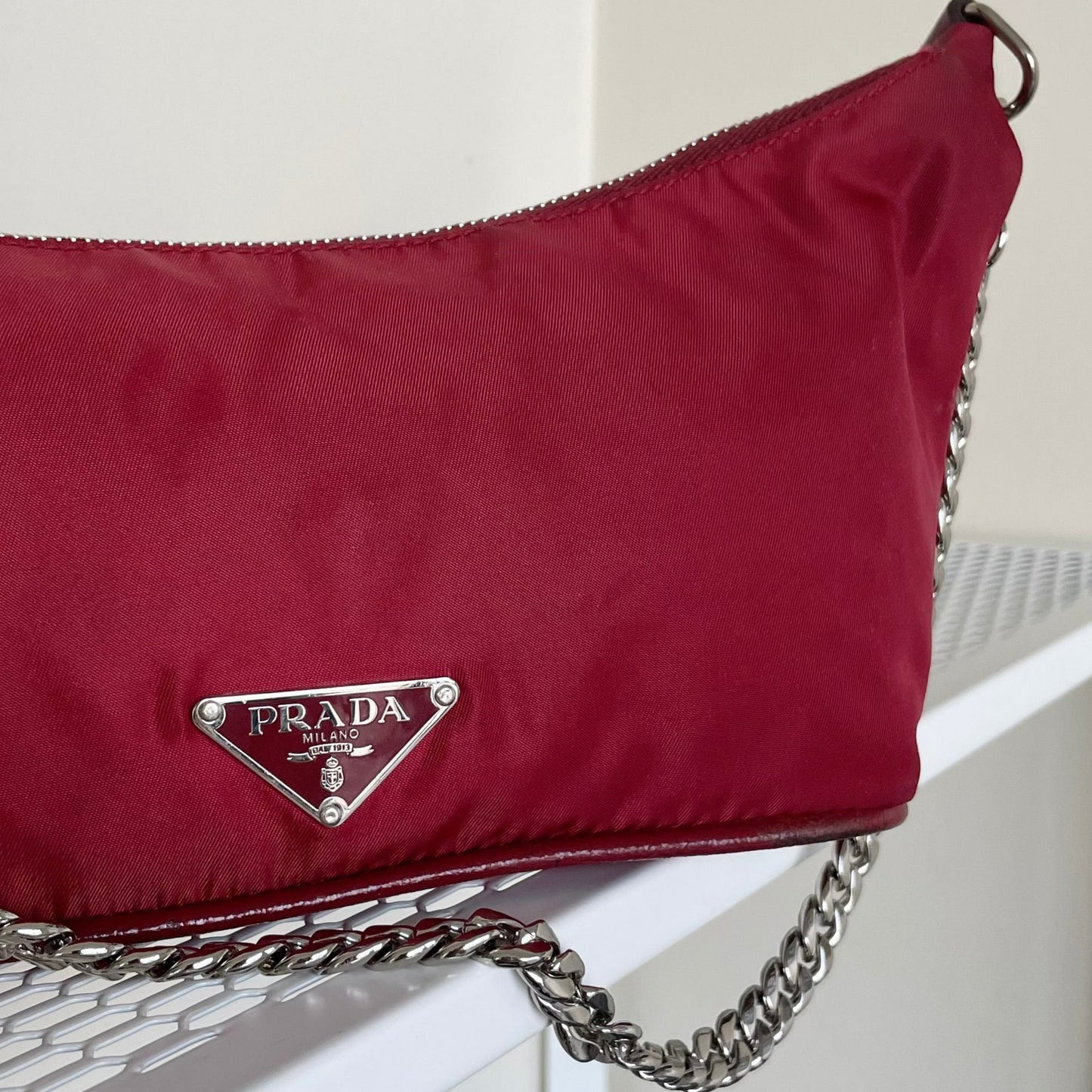 PRADA Nylon Shoulder Bag with Chain