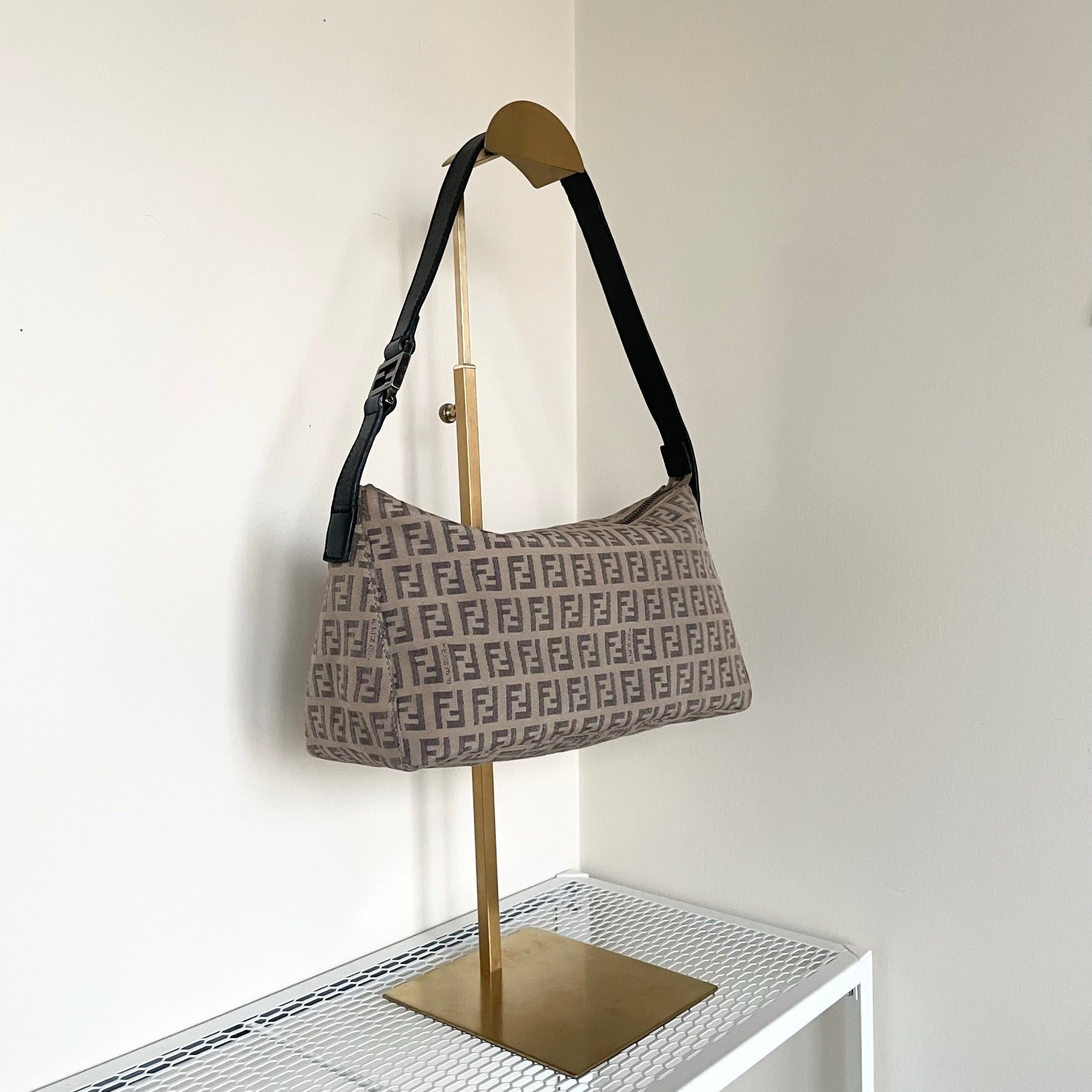 Fendi Zucchino Pochette - Black Shoulder Bags, Handbags - FEN283221
