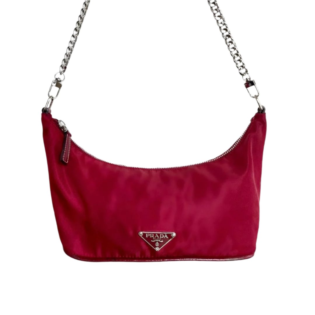 PRADA Nylon Shoulder Bag with Chain